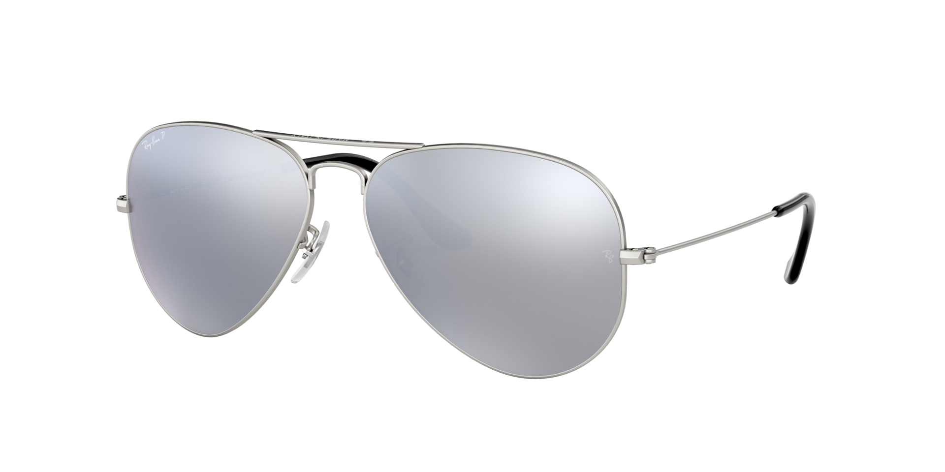 Image of Aviator Large Metal - Matte Silver | Dark Grey Mirror - 58mm