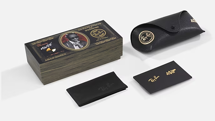 Image of Mega Clubmaster A$AP ROCKY Blacked Out - Black On Gold | Dark Grey -53mm