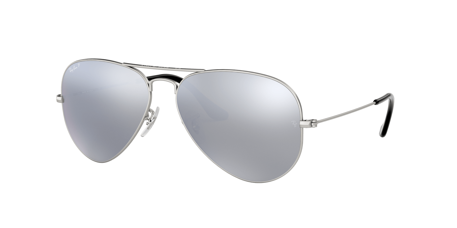 Image of Aviator Large Metal - Matte Silver | Dark Grey Mirror - 58mm - Sunglass World
