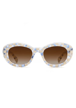 Image of Margaret - Gingham over Crystal | Amber Gradient - Sunglass World