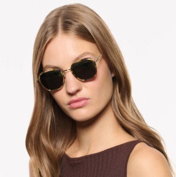 Image of Peyton - 12K Titanium + Tuscan Tortoise | Dark Green - Sunglass World