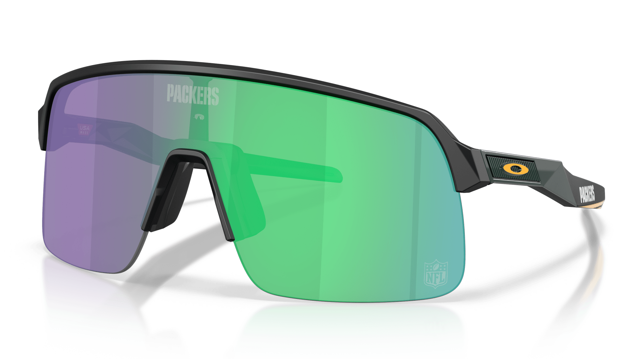 Image of Sutro Lite Green Bay Packers - Matte Black | Prizm Jade - Sunglass World